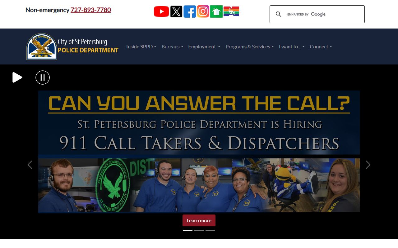 St. Petersburg Police Department website for bench warrant enforcement