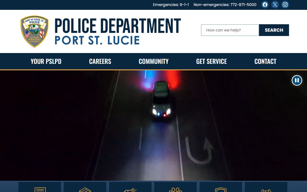 Port St. Lucie Police Department website for bench warrant enforcement