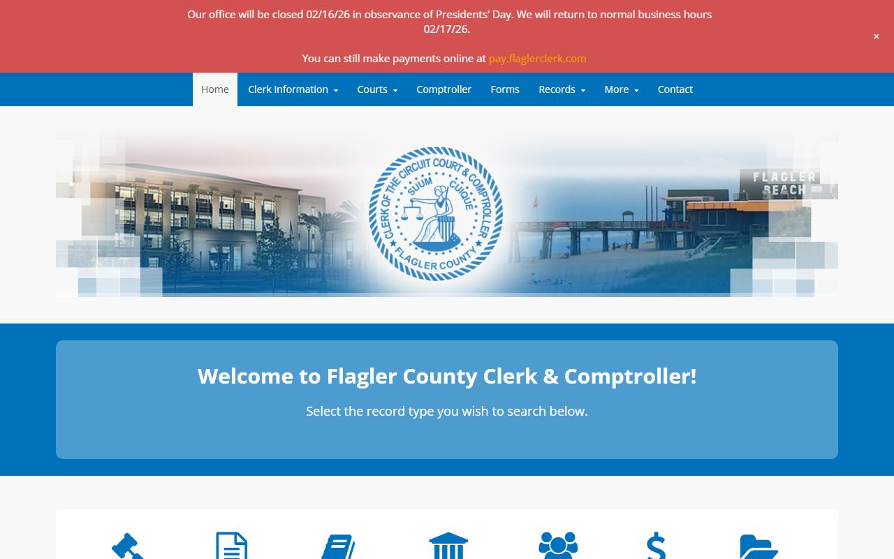 Flagler County Clerk of Court website for bench warrant records
