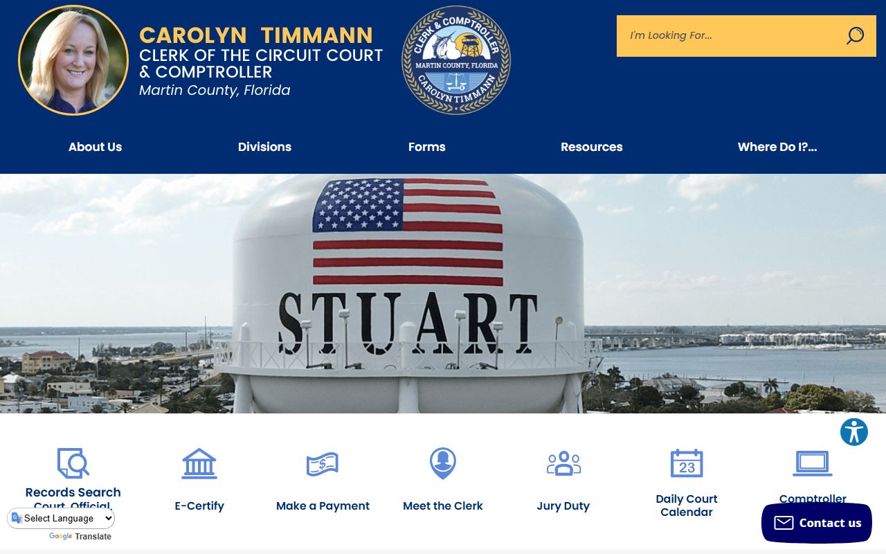 Martin County Clerk of Court homepage for bench warrant searches
