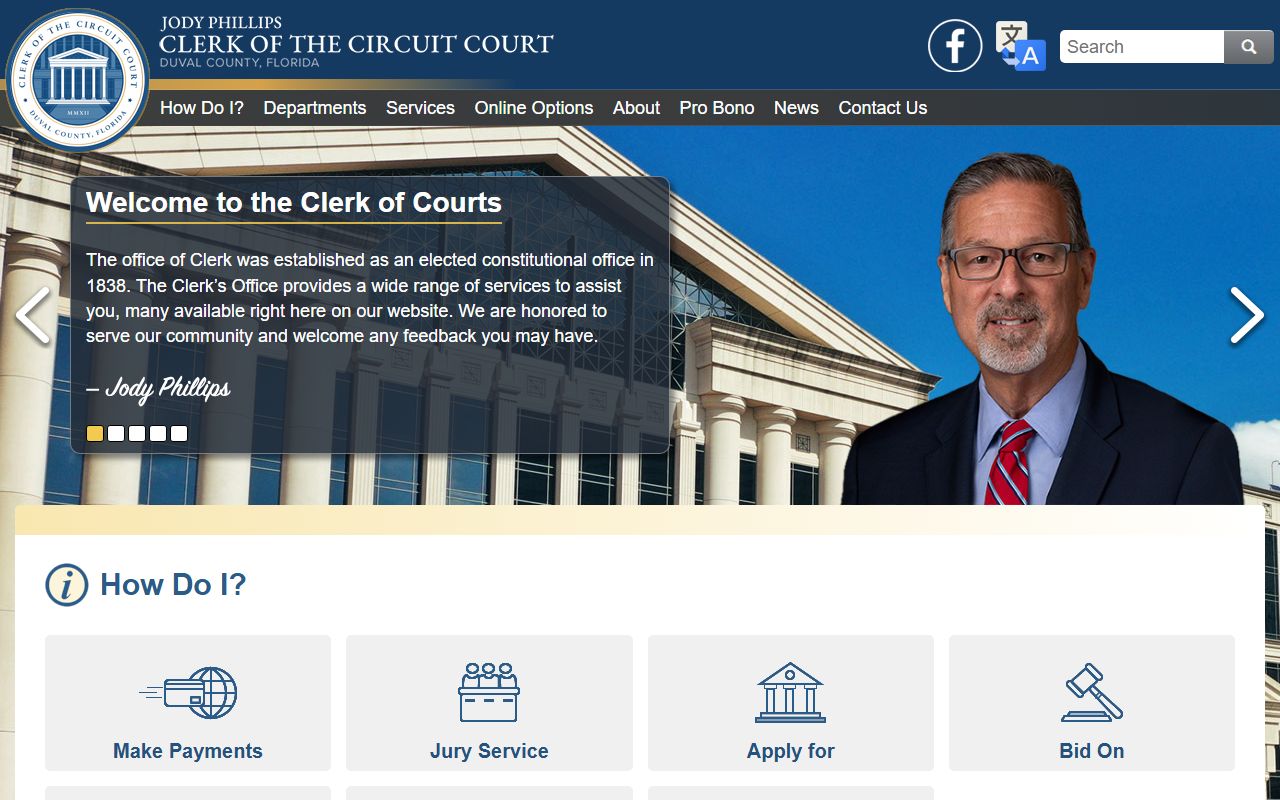 Duval County Clerk of Court website for bench warrant record searches