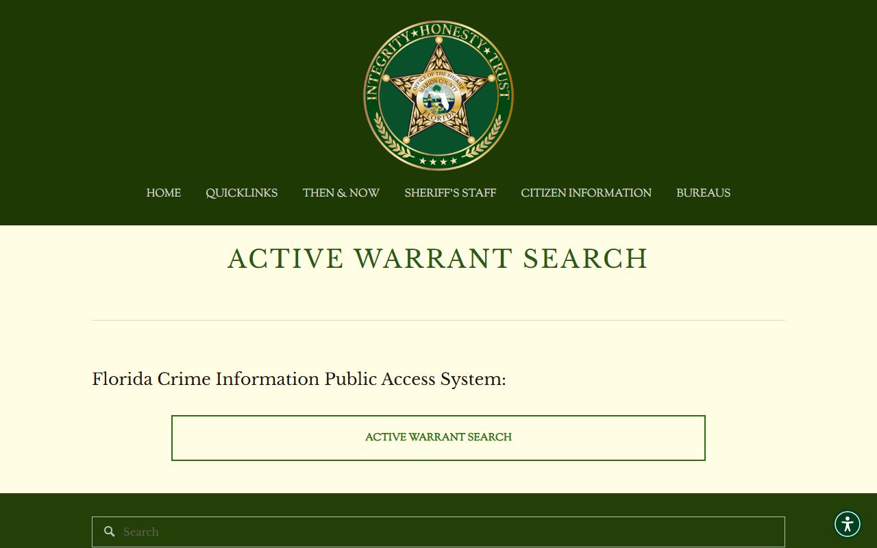 Marion County Sheriff active warrant search tool for bench warrants