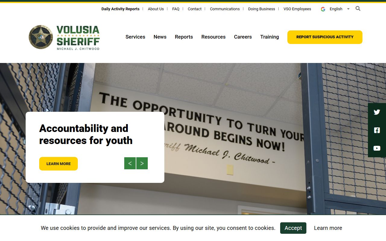 Volusia County Sheriff's Office website for bench warrant information